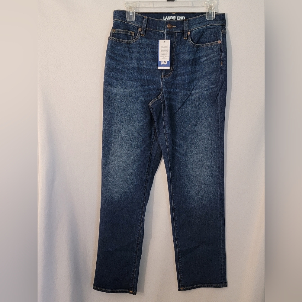 NWT Lands' End Dark Blue Straight Leg Jeans Size 6
